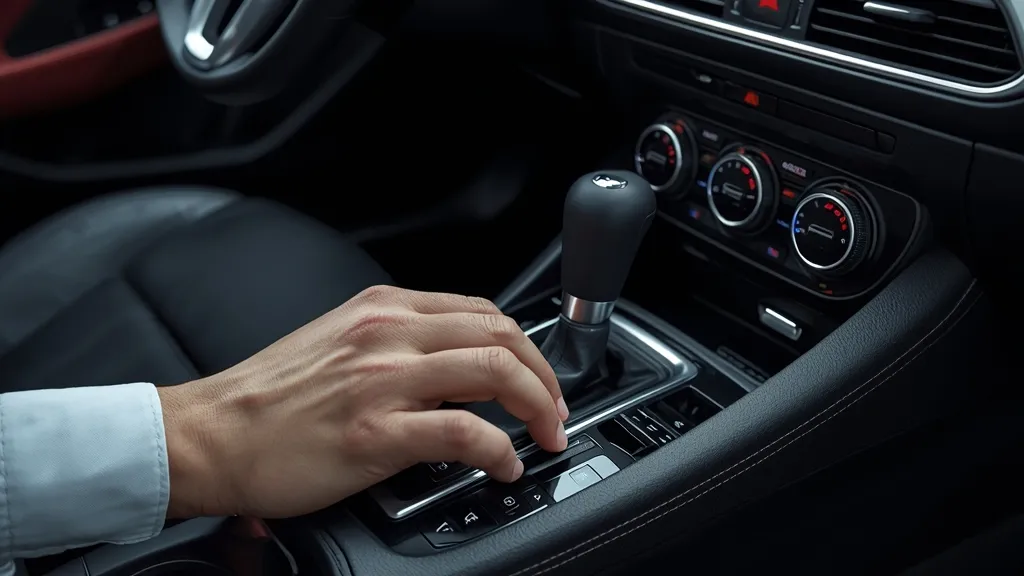 Hand on the 6-speed manual transmission shifter of a 2016 Mazda 3, emphasizing driver engagement.