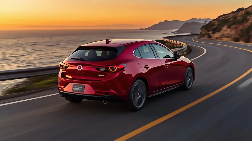 Dynamic shot of a red 2018 Mazda 3 hatchback, showcasing its Kodo design and sporty appeal.