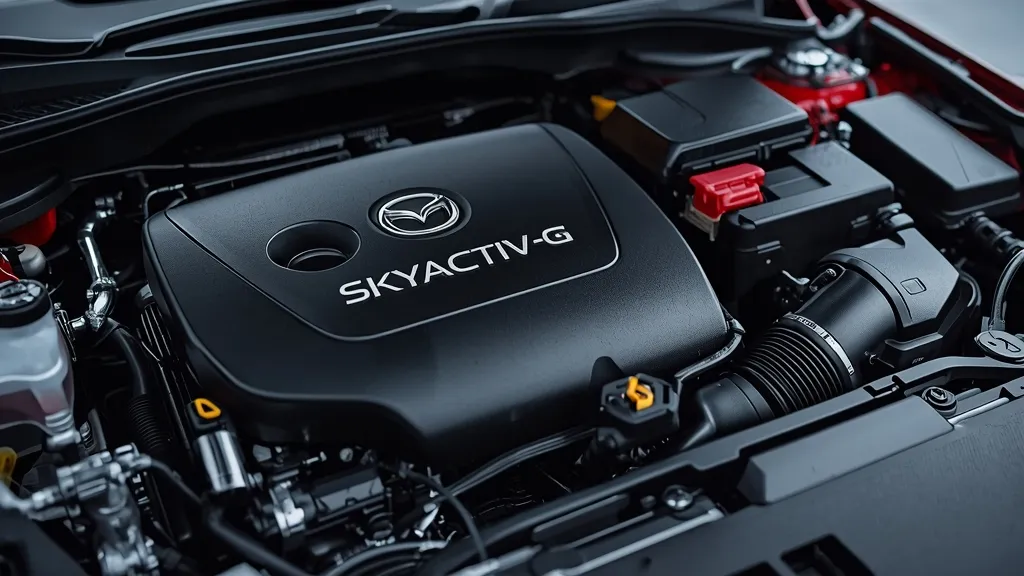 Detailed view of the Skyactiv-G 2.5 engine bay in a 2020 Mazda 3, symbolizing performance.