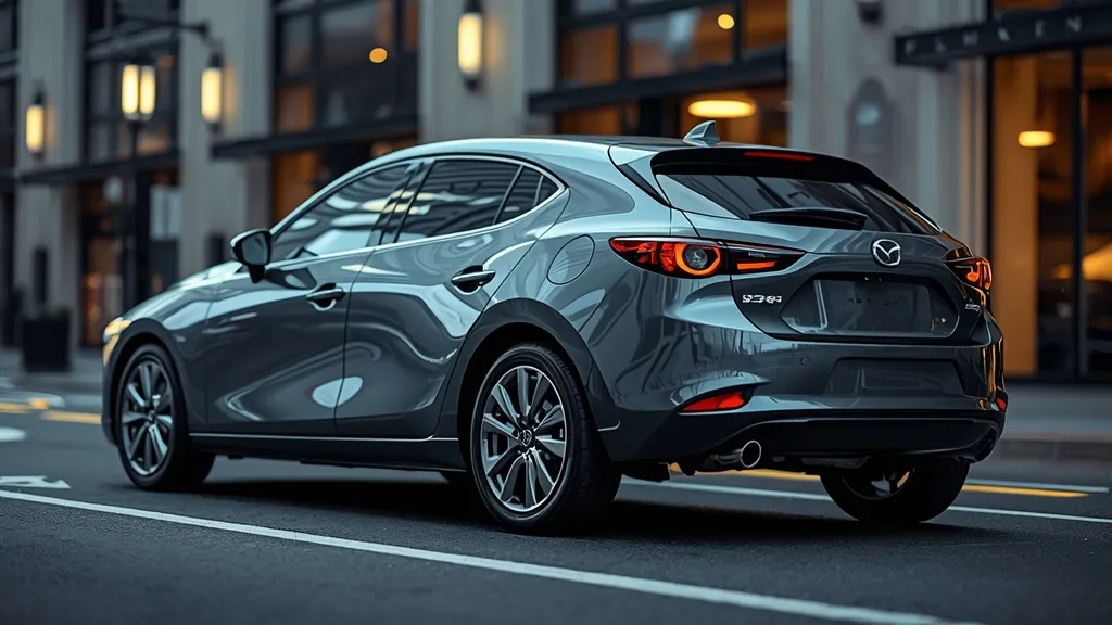 2023 Mazda 3 hatchback in Polymetal Gray, showcasing its elegant Kodo design and sleek lines.
