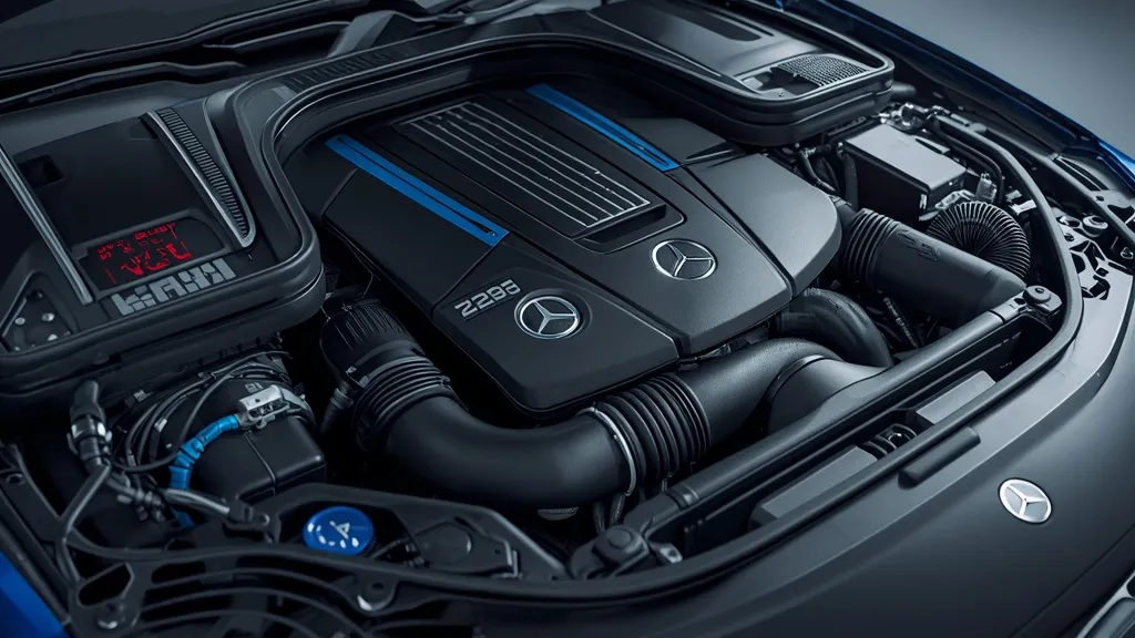 Detailed view of the 2025 GLC Coupe's mild-hybrid engine, showcasing advanced technology and efficient design.