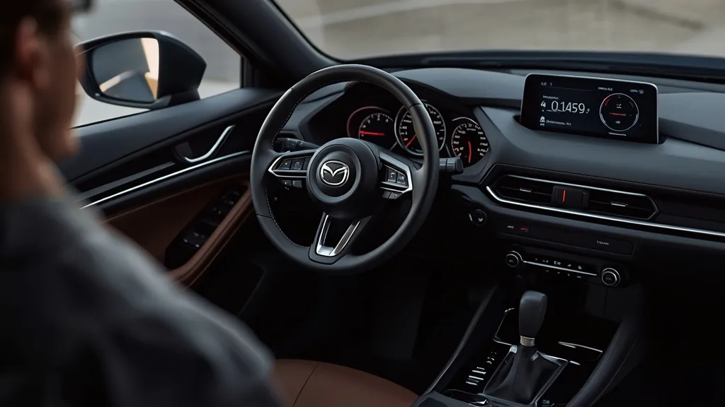 Luxurious 2026 Mazda 3 interior showcasing advanced infotainment, premium materials, and driver-focused cockpit.