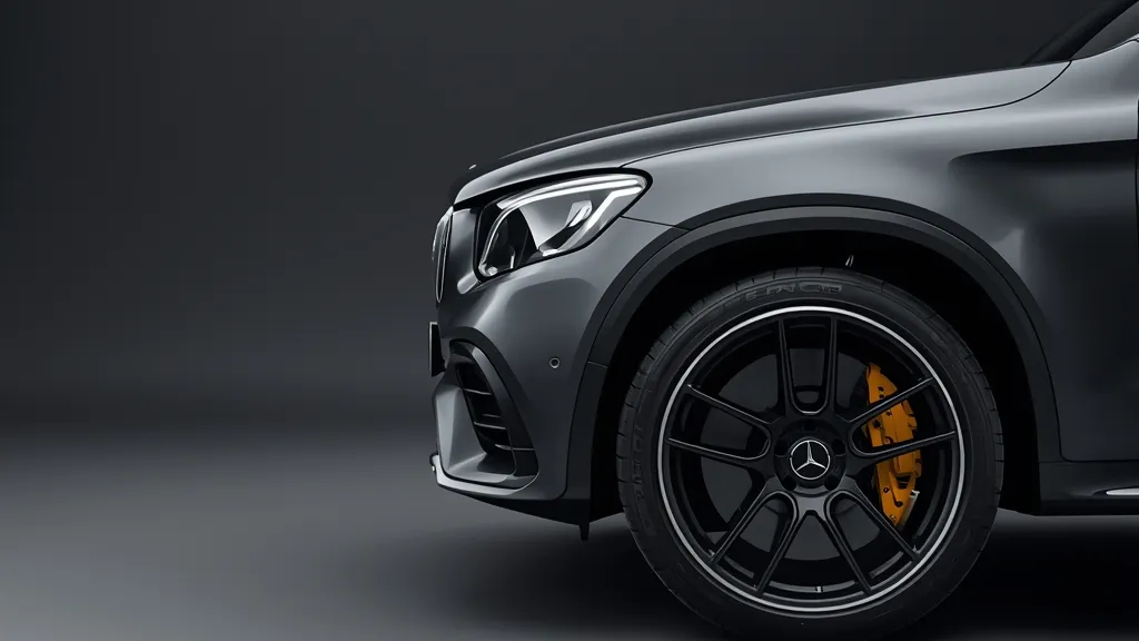 A detailed view of the 2025 Mercedes-AMG GLC 63 S E Performance, highlighting the modern design and subtle blue E Performance badging.