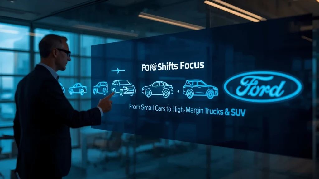 Ford small car strategy, Ford product lineup, automotive market shift, SUV and truck focus, Toyota Hyundai competition, Ford electric vehicles, automotive profitability 1