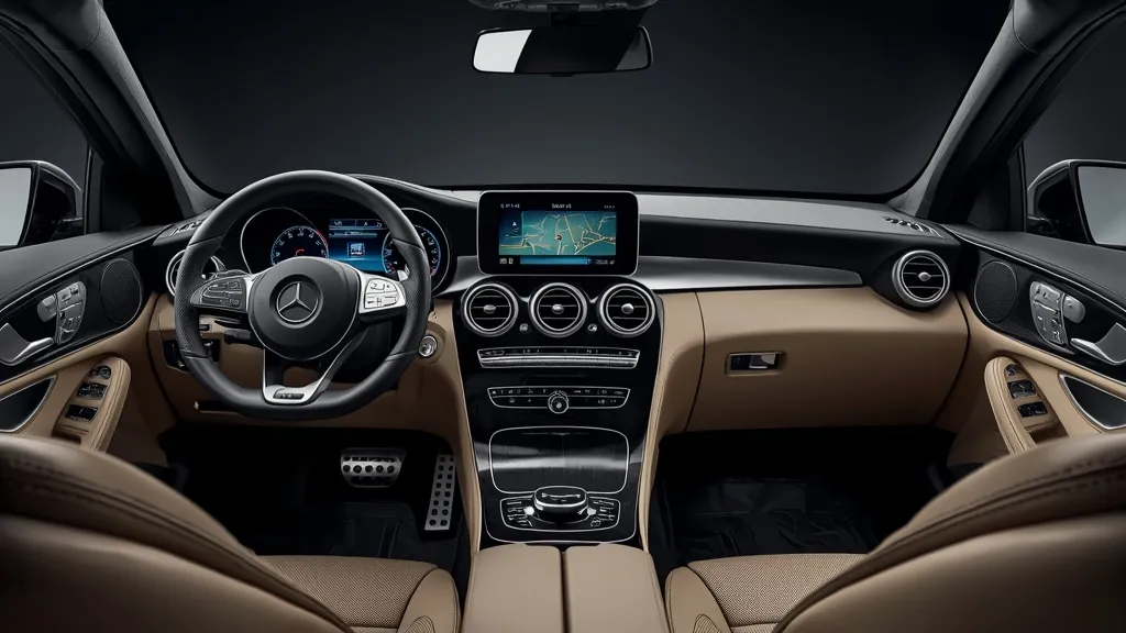 Luxurious interior of a Mercedes-Benz GLC 200 4MATIC showcasing premium optional extras and advanced technology.
