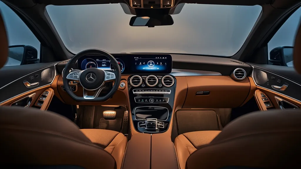 Luxurious interior of the GLC 200 4MATIC, featuring the MBUX infotainment system and premium comfort features.