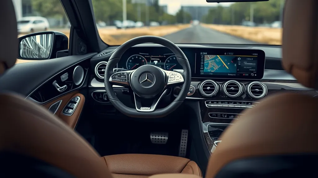 Luxurious GLC 200 interior with MBUX infotainment screen, showing premium materials and advanced tech.
