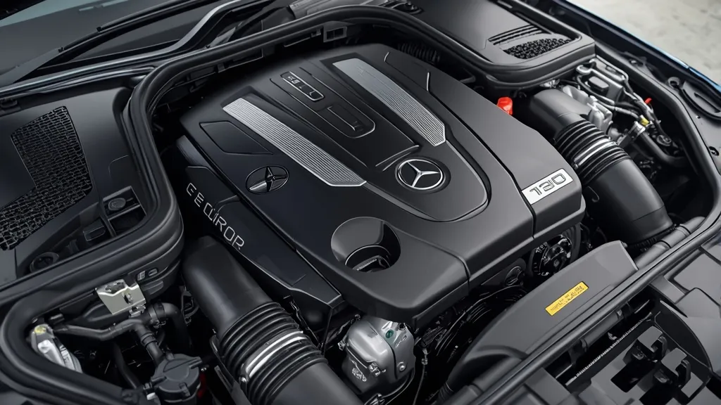 GLC 300 Coupe's 2.0L turbocharged engine with EQ Boost, emphasizing its refined performance and efficiency.