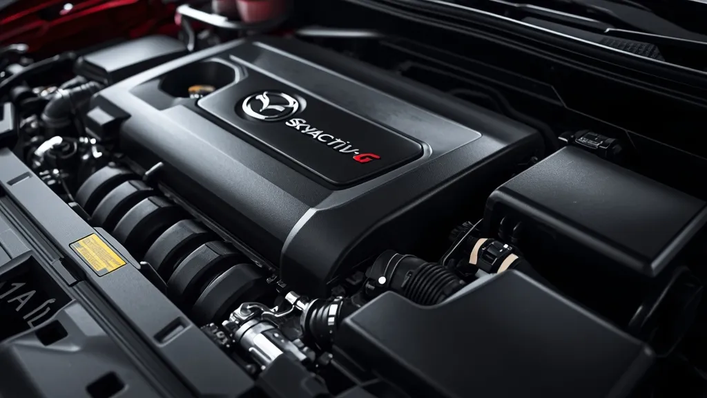 Close-up of the Mazda 3 Hatchback's powerful Skyactiv-G 2.5 Turbo engine, emphasizing performance and engineering.