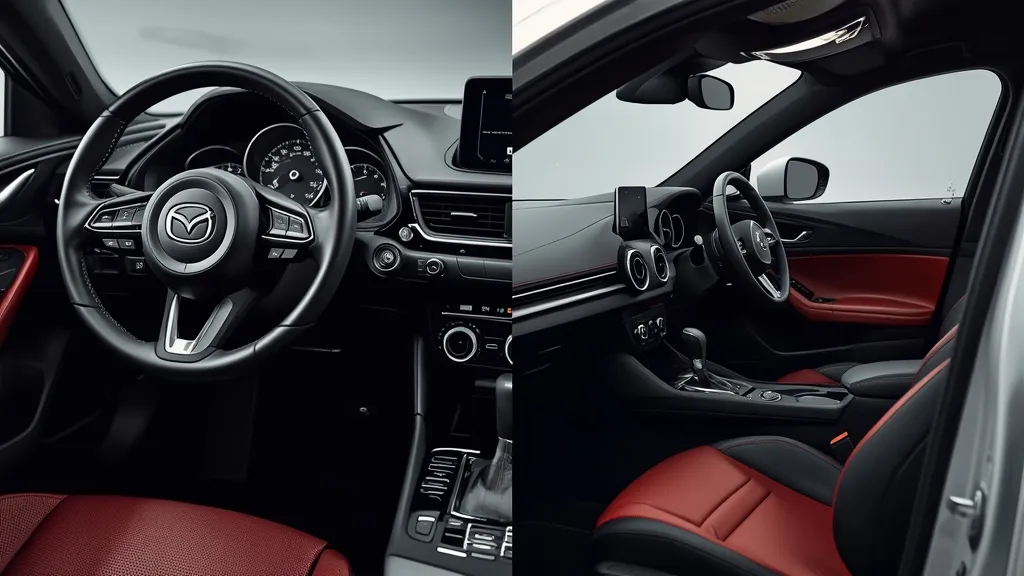 Mazda 3 premium interior compared to entry-level luxury car, highlighting superior craftsmanship and value.
