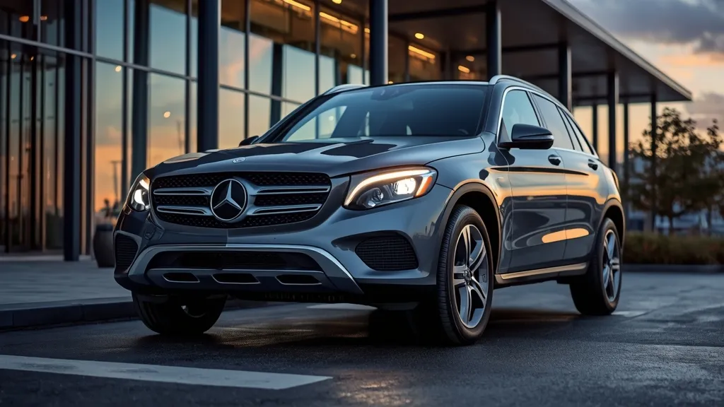 The sleek exterior of the 2024 Mercedes-Benz GLC 200, showcasing its modern design and LED headlights.