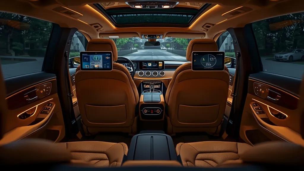 Spacious rear interior of the Mercedes EQS, showcasing luxurious comfort and ample legroom.