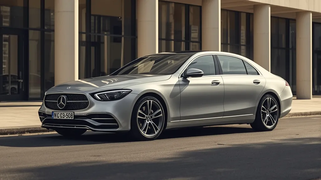 Mercedes EQS exterior dimensions showcasing the long wheelbase and aerodynamic 'one-bow' design.