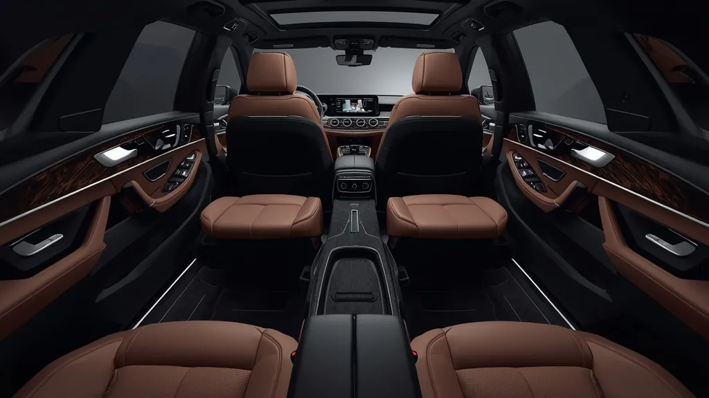 Spacious Mercedes EQS interior with focus on rear legroom and flat floor, highlighting luxury EV comfort.