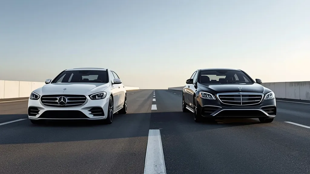 Side-by-side comparison of Mercedes EQS and S-Class, highlighting dimensional differences and design evolution.