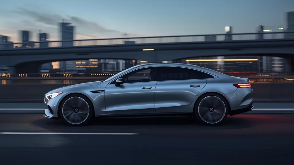Mercedes EQS exterior showcasing its sleek "one-bow" design and aerodynamic profile in motion.