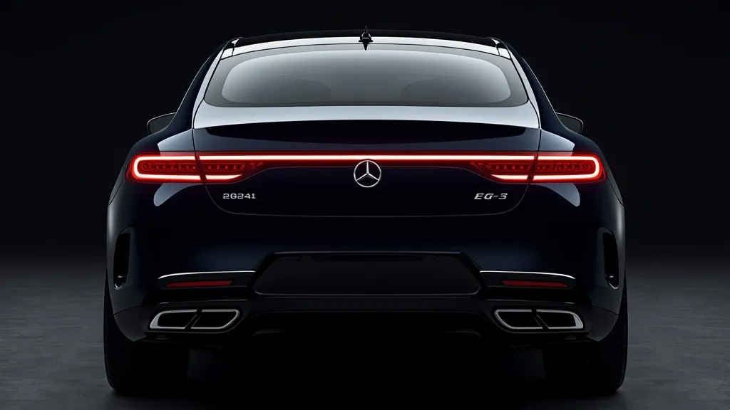 Rear view of the Mercedes EQS exterior showcasing the full-width LED taillight strip and minimalist design.
