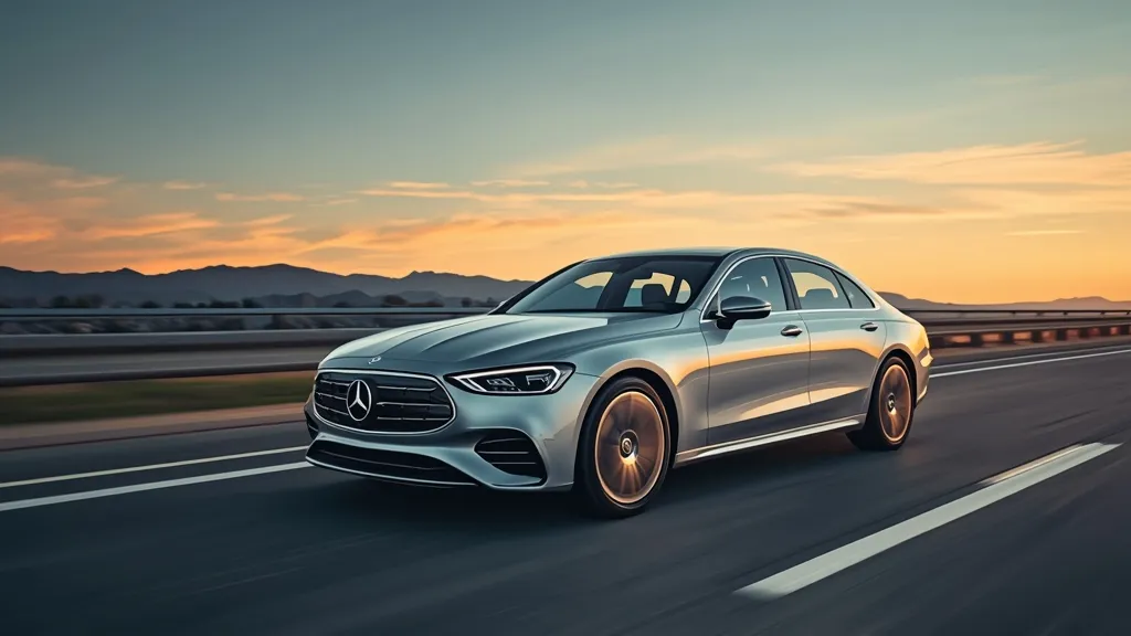 Mercedes EQS 450+ electric luxury sedan driving on an open highway, showcasing its impressive long-distance range.