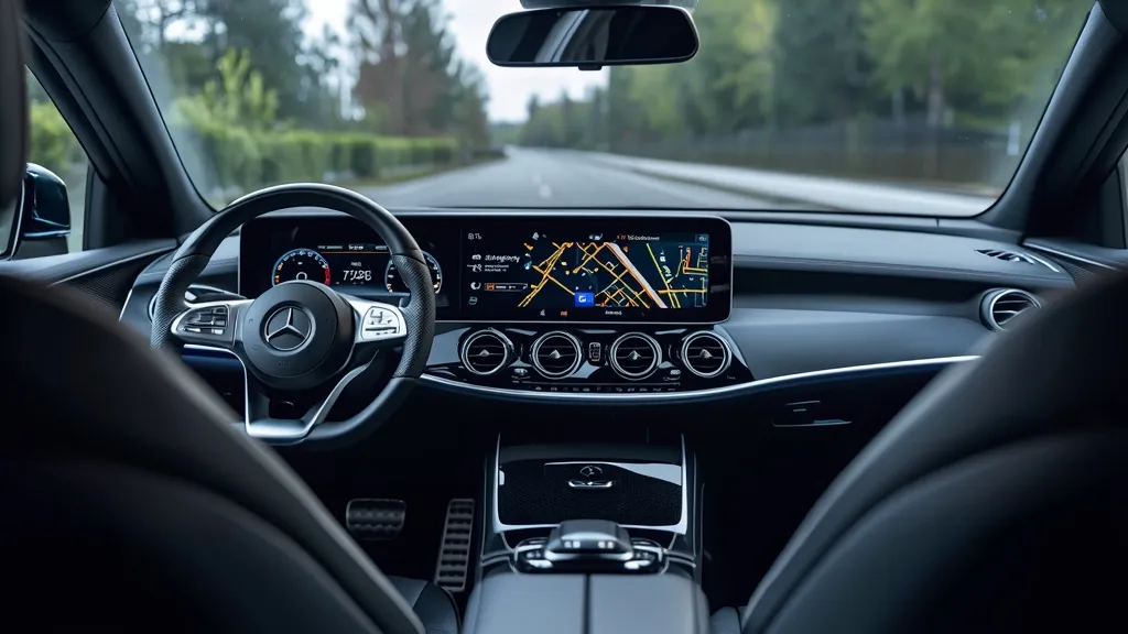 Mercedes EQS interior with the Hyperscreen display, demonstrating technology that influences Mercedes EQS efficiency.