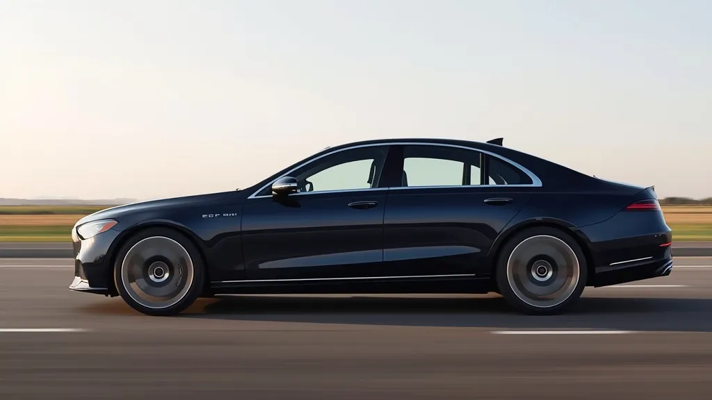 Aerodynamic side profile of the Mercedes EQS, highlighting its "one-bow" design for efficiency