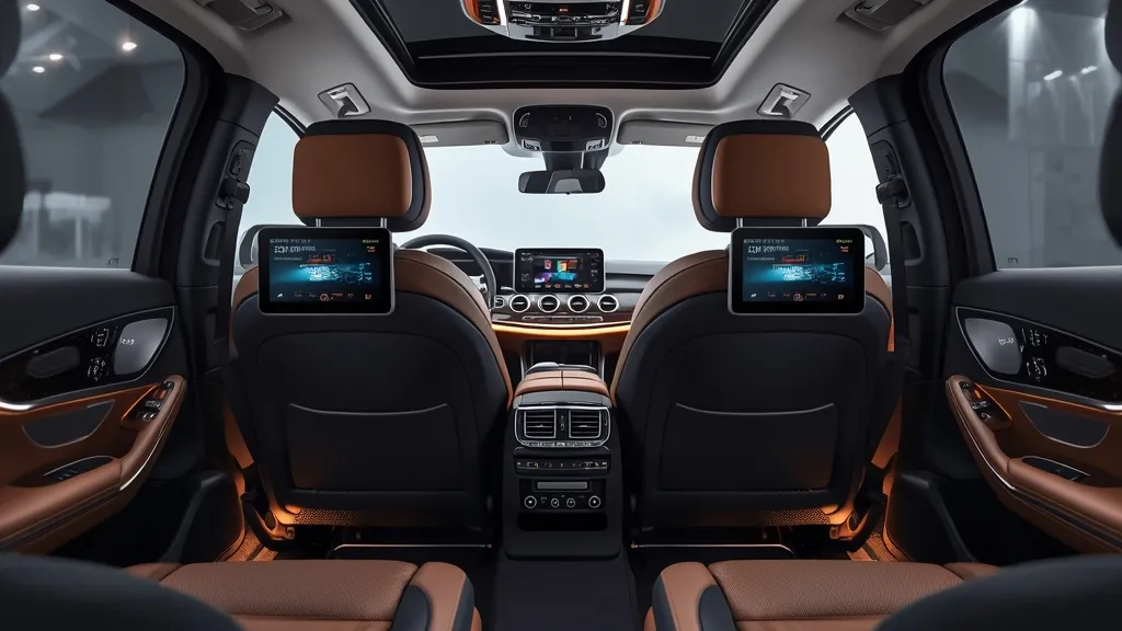 Luxurious rear passenger cabin of the Mercedes EQS, showcasing comfort and space