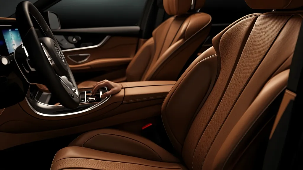 Luxurious Mercedes EQS interior, focusing on the comfortable, multi-contour seats and premium materials for an enjoyable ride quality.