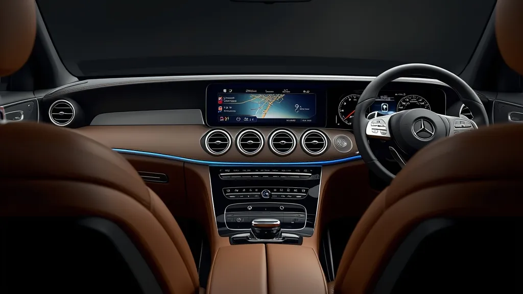 Mercedes GLC 200 4MATIC's luxurious interior with MBUX screen and ambient lighting.