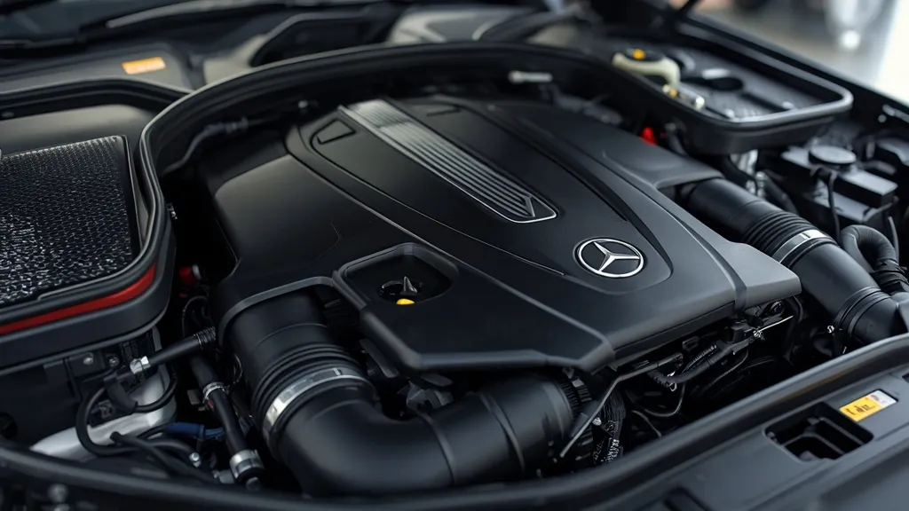 Mercedes GLC 200 mild-hybrid engine bay showing 48V system for enhanced efficiency and performance.