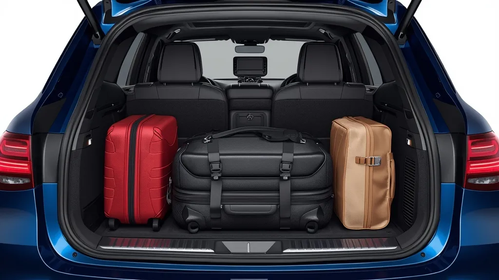 Spacious Mercedes GLC 200 cargo area with rear seats folded, demonstrating versatile luggage capacity.