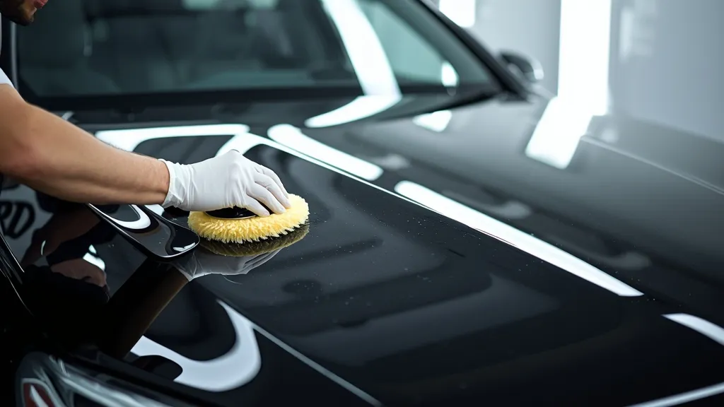 Professional applying ceramic coating to a Mercedes GLC for ultimate paint protection and shine.