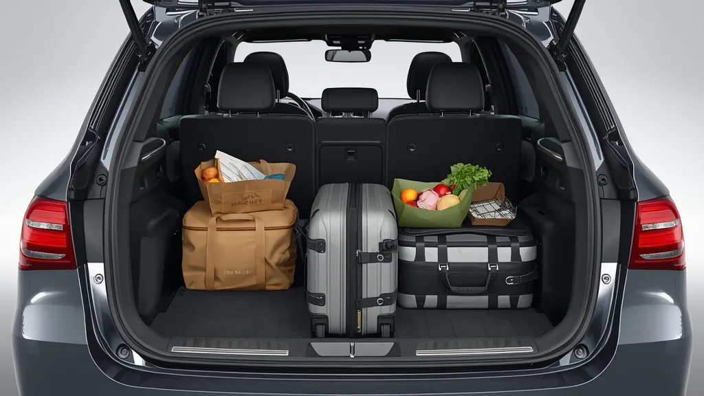 Mercedes GLC boot capacity loaded with luggage, demonstrating practical cargo volume with rear seats up.