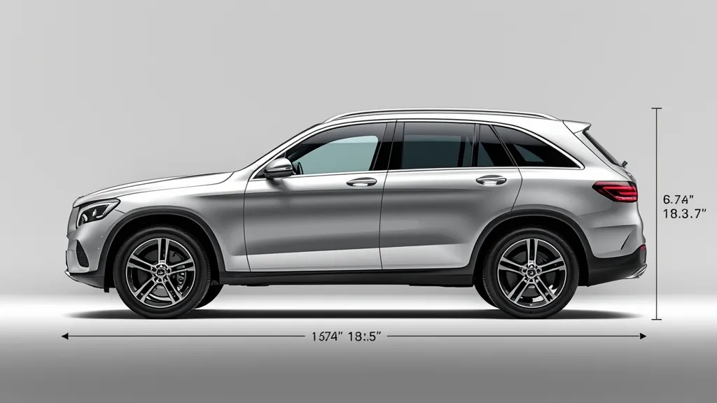 An infographic illustrating the exterior Mercedes GLC dimensions, including its length, width, height, and wheelbase for the 2024 model year.