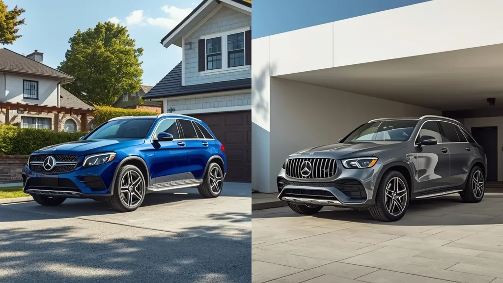 A side-by-side comparison of the sleek new Mercedes GLC X254 and the classic X253, highlighting their design evolution.