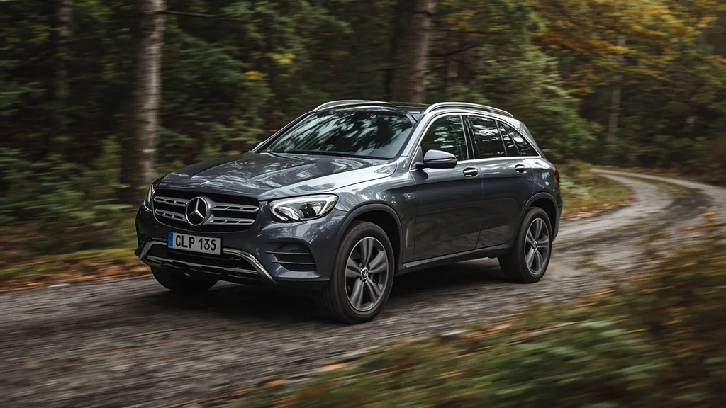 Mercedes GLC navigating a mild off-road trail, demonstrating enhanced capabilities and transparent bonnet view.