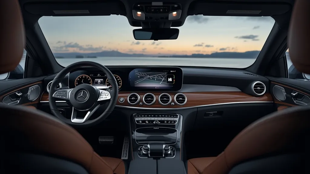 Panoramic view of the latest Mercedes GLC interior, showcasing dual MBUX screens and luxurious cockpit.