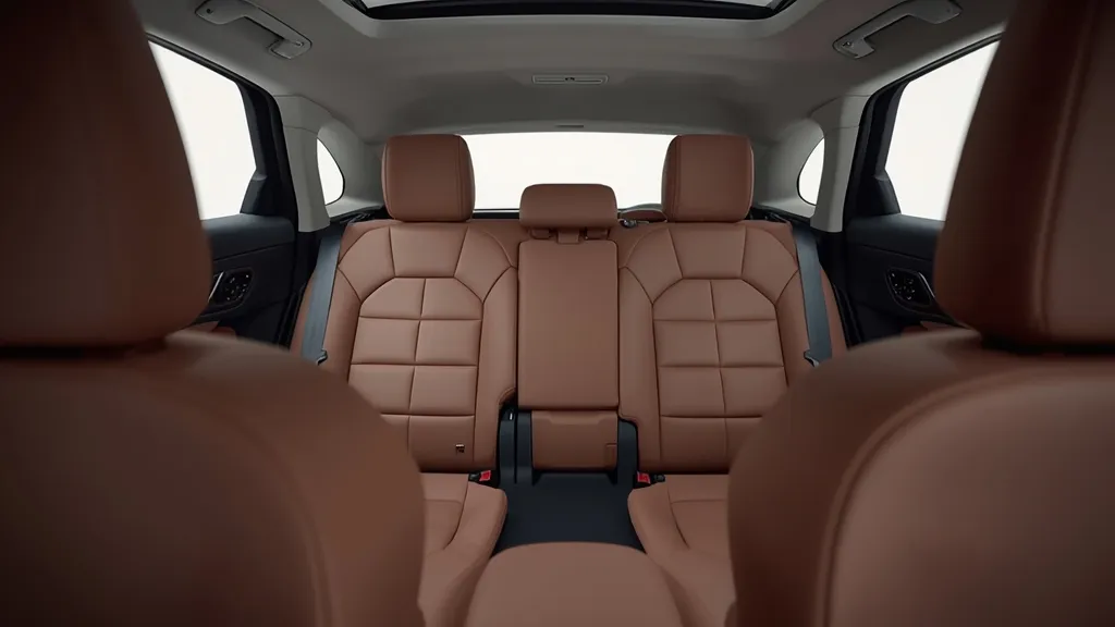 Spacious Mercedes GLC rear seat offering comfort and ample legroom for passengers.