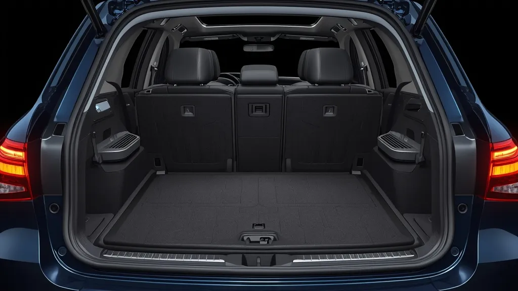 Mercedes GLC cargo space with rear seats folded, demonstrating versatility and practicality.
