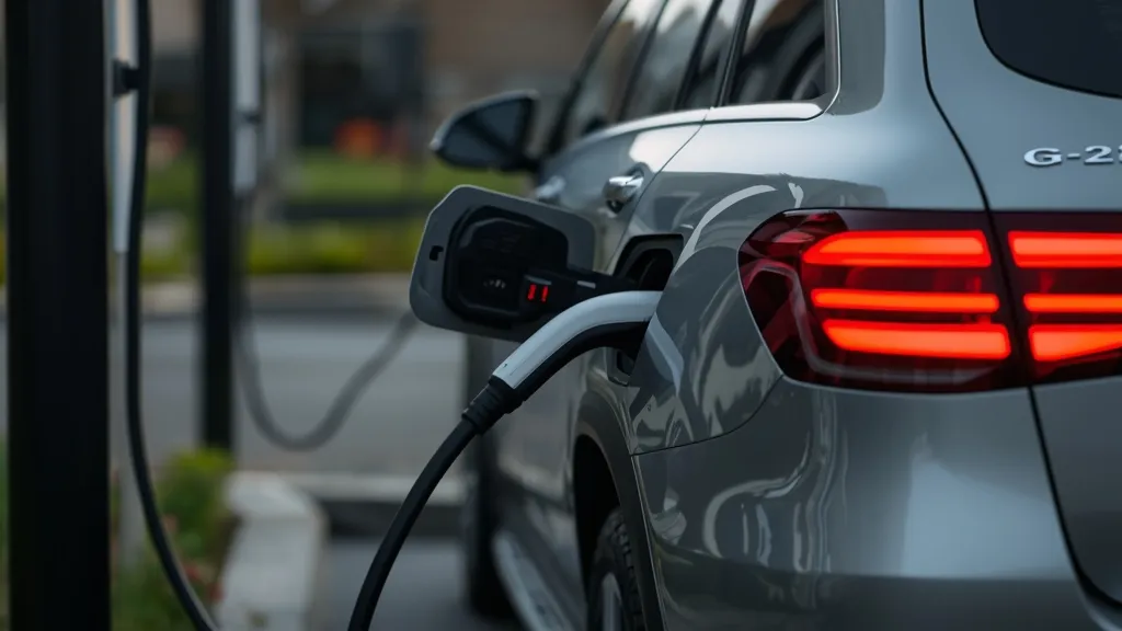 Mercedes GLC 300e Plug-in Hybrid charging at a public EV station, highlighting the future of GLC price and electrification.
