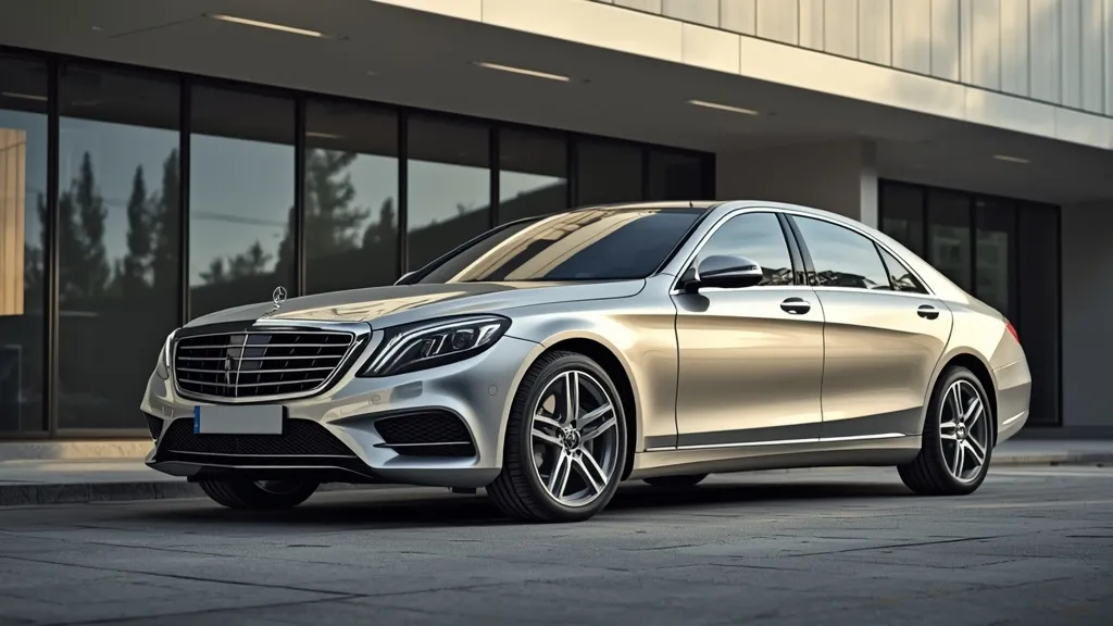 Elegant Mercedes S-Class W221 in silver, parked luxuriously, showcasing its timeless design.