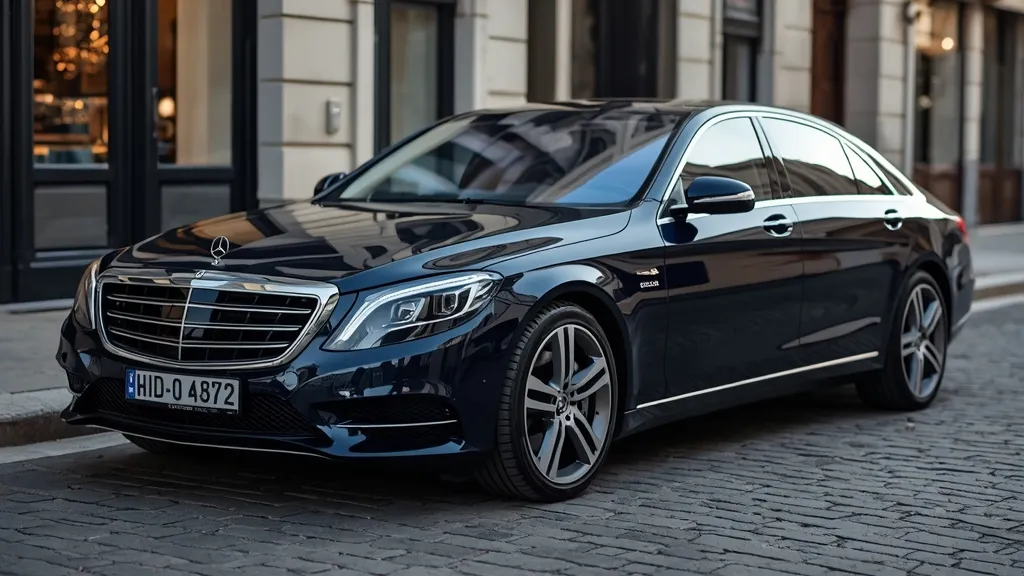 Mercedes S-Class W222 showcasing its elegant exterior design and luxurious road presence.