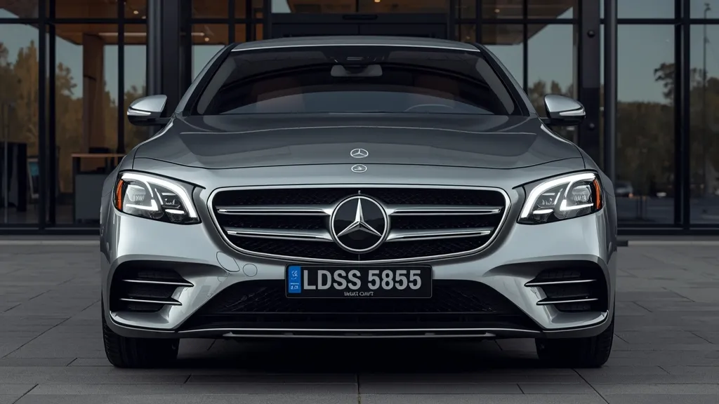 Mercedes S350 2025 exterior, front 3/4 view, showcasing new LED headlights and grille design.