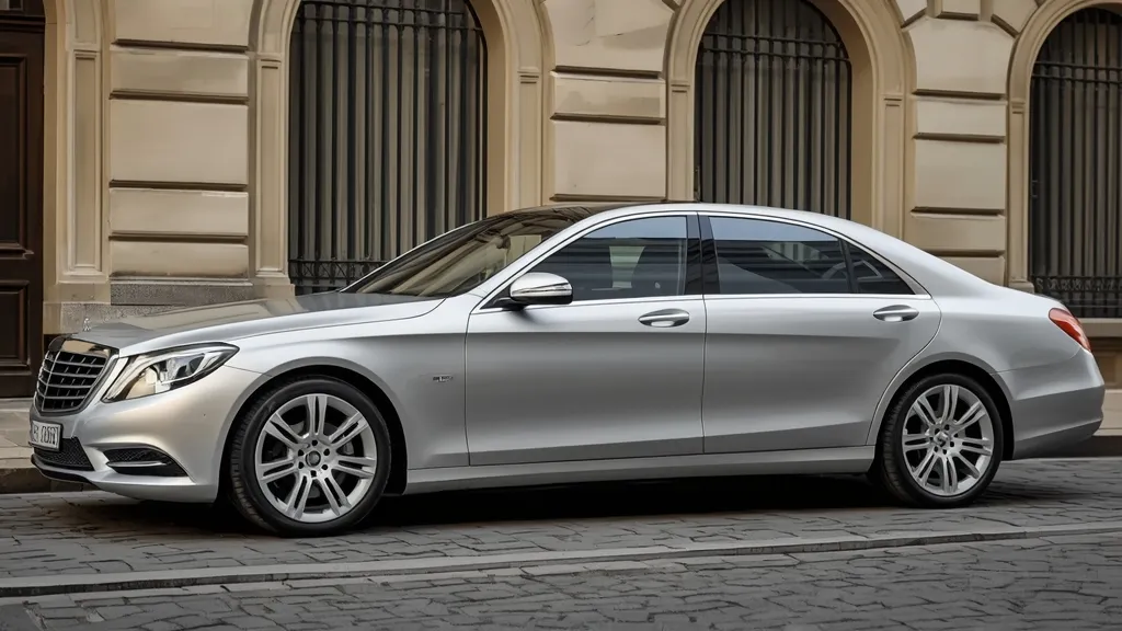 Luxurious silver Mercedes S550 W221 parked elegantly, showcasing its timeless design and premium presence.