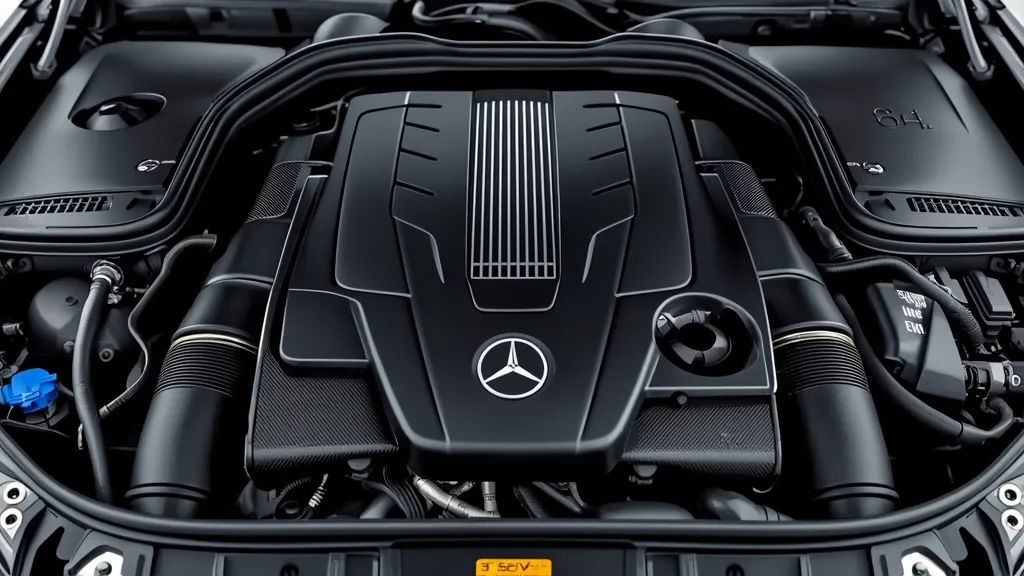 Detailed view of the M273 5.5-liter V8 engine in a Mercedes S550 W221, showcasing its engineering.