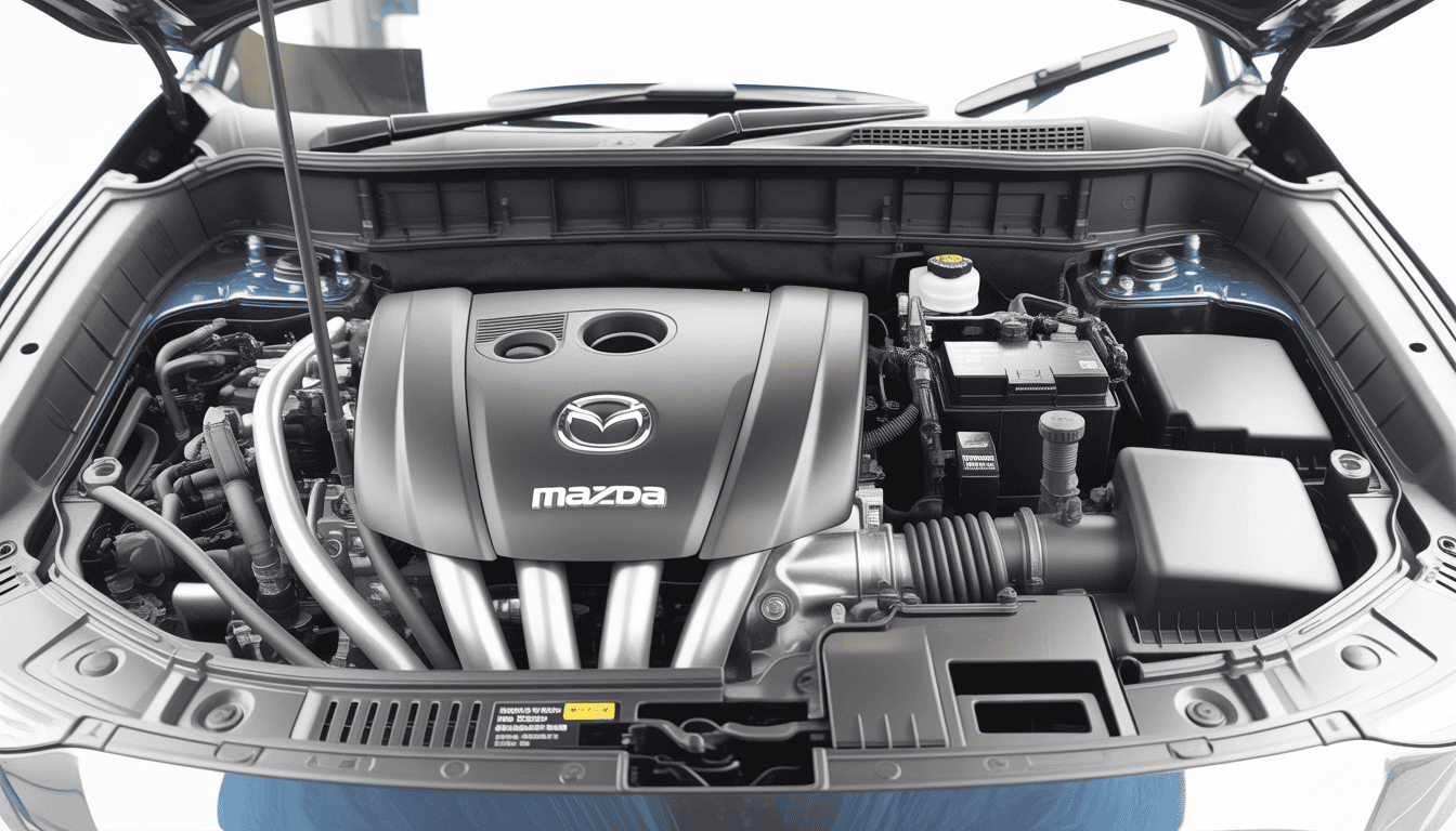 2026 Mazda CX-5 Skyactiv engine bay showing 2.5-liter four-cylinder motor with clean engineering layout