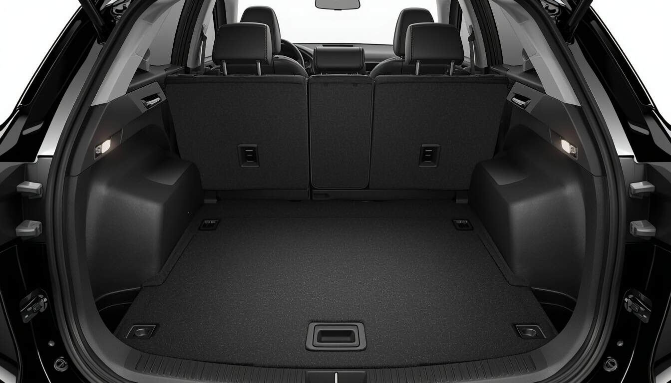 Mazda CX-5 cargo area with rear seats folded showing maximum storage capacity and versatile interior space