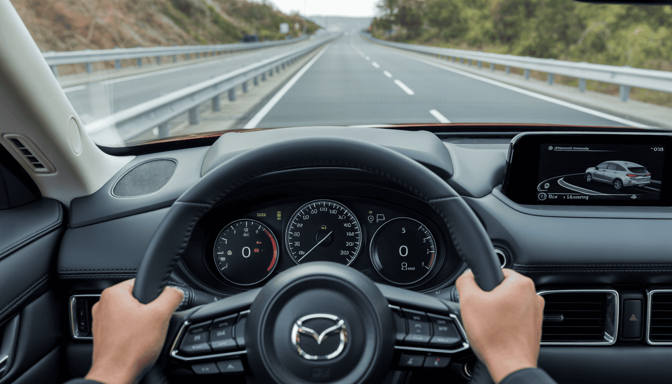 Mazda CX-5 advanced safety features including adaptive cruise control and lane keeping assist in real-world driving