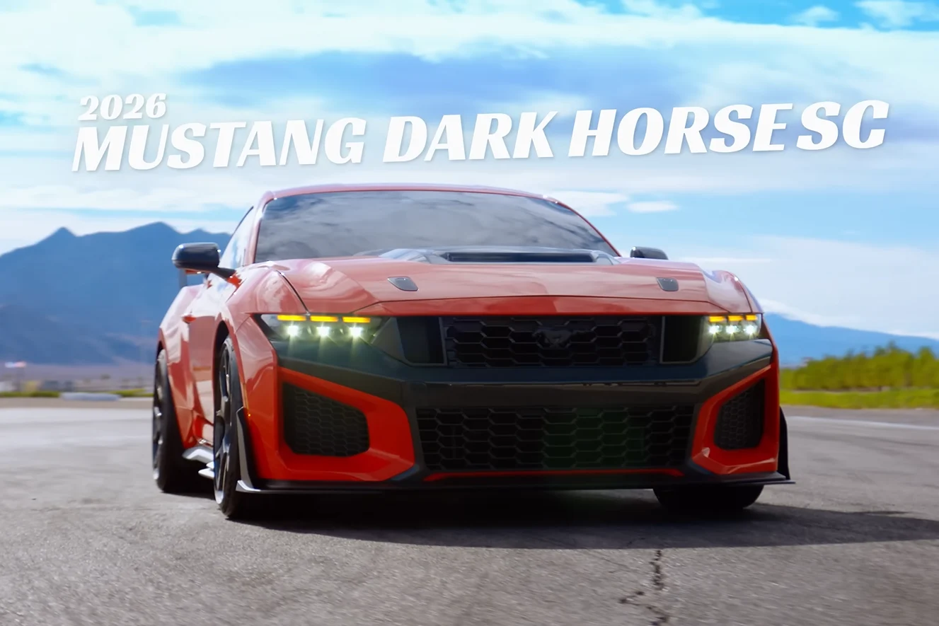 Ford Mustang Dark Horse SC, 2026 Mustang specs, Predator 5.2L engine, carbon fiber wheels, performance sedan price, Ford Racing 2026, high performance car 7
