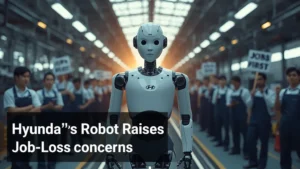Hyundai humanoid robot, Boston Dynamics Atlas, robot labor concerns, Hyundai union strike, automotive automation, US production shift, robot manufacturing 2028 1