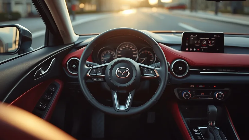 Mazda 3 premium interior with driver-focused cockpit, high-quality materials and minimalist design.