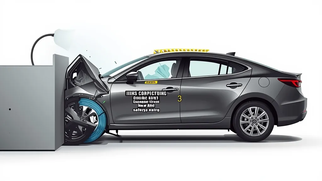 Safety ratings compact sedans: IIHS crash test illustration for Mazda 3 or Hyundai Elantra.